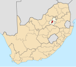 Map of South Africa with Johannesburg highlighted (2011)